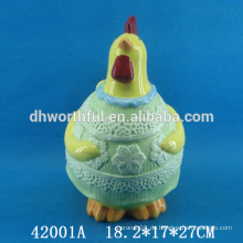 Ostern Dekoration Keramik Speicherglas mit Hahn Figur